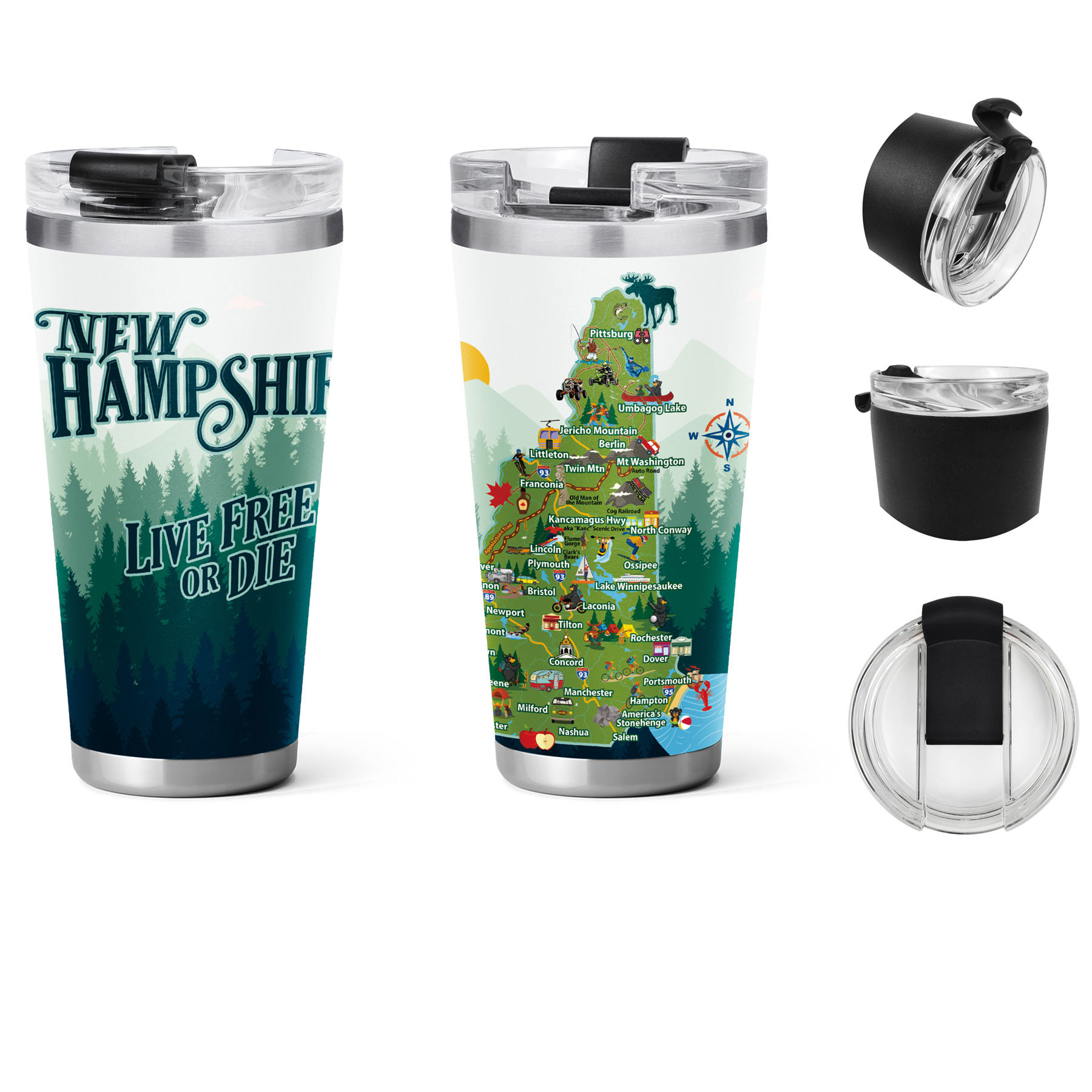 NEW HAMPSHIRE MAP SS CUP 22OZ