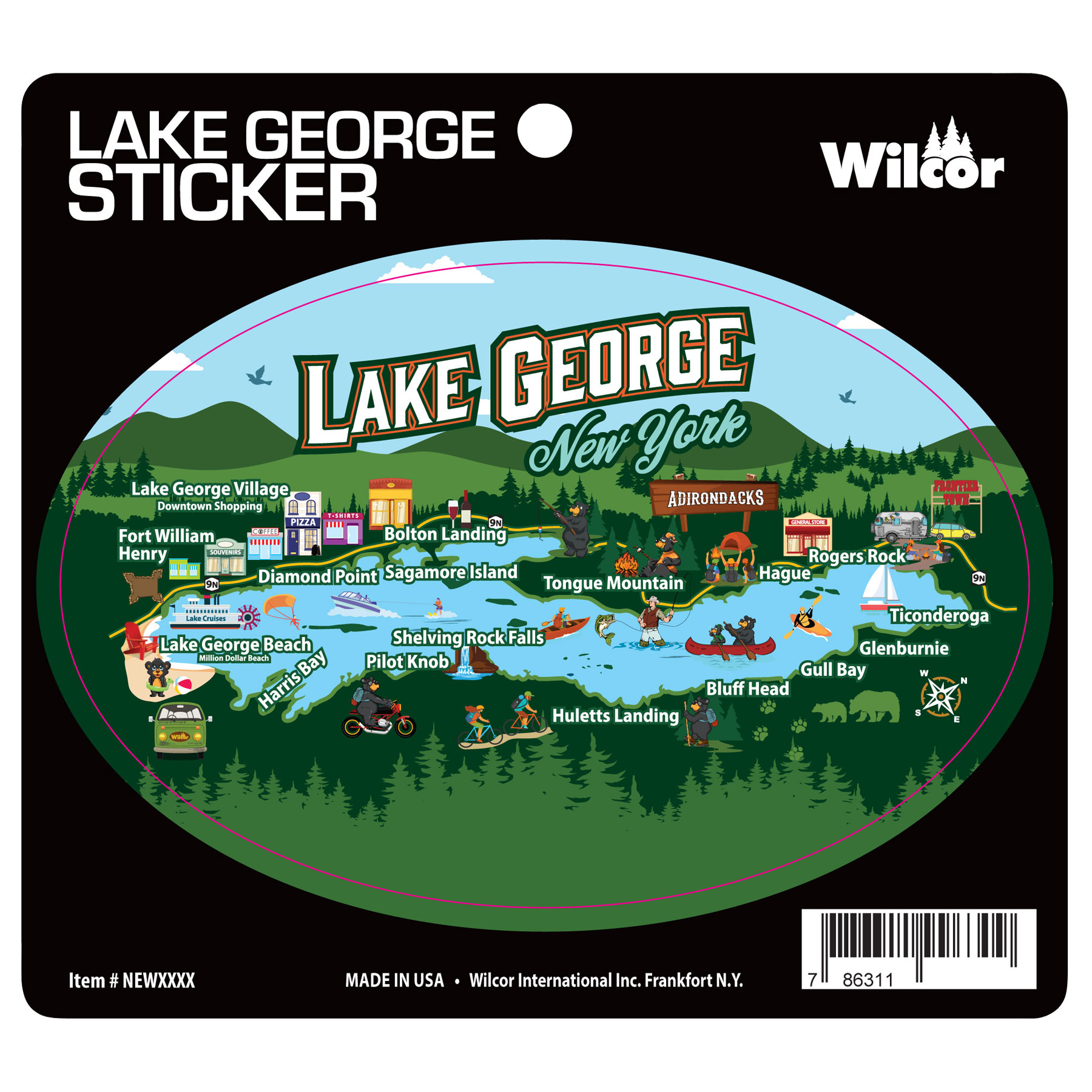 OVAL STICKER LAKE GEORGE COLOR MAP 25/BL