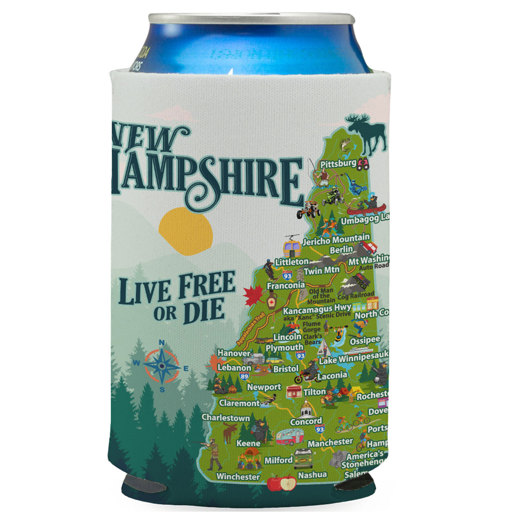 NEW HAMPSHIRE MAP CAN COOLER