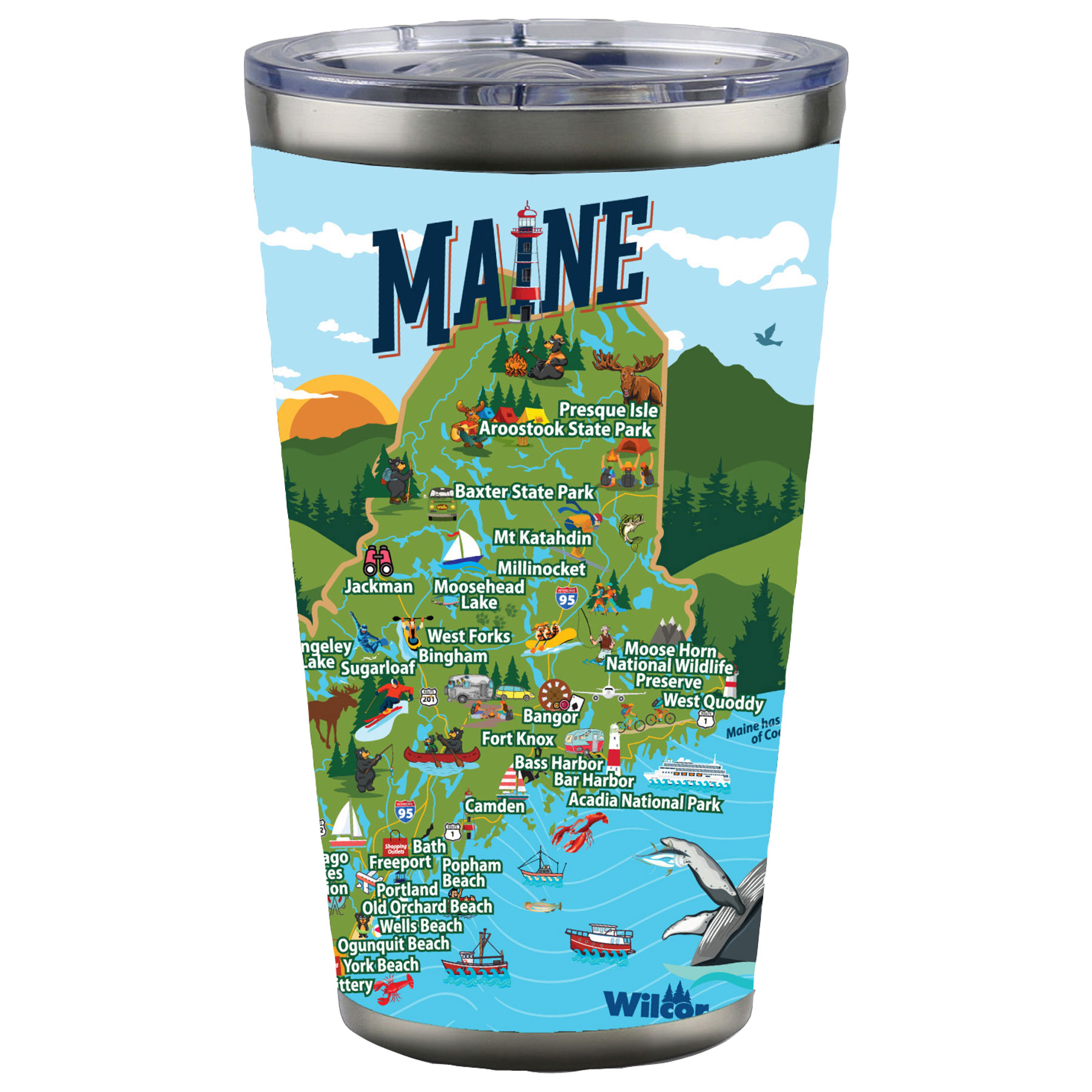 STAINLESS CUP MAINE MAP 16OZ