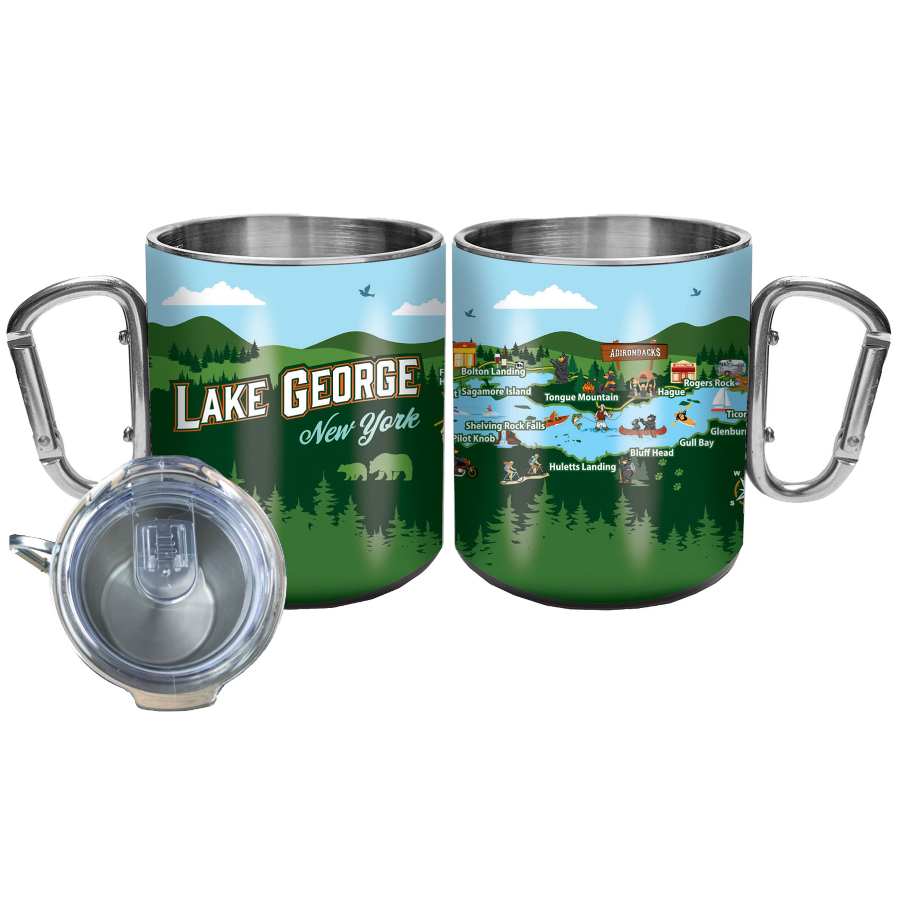 LG MAP CARABINER MUG W/LID 15OZ