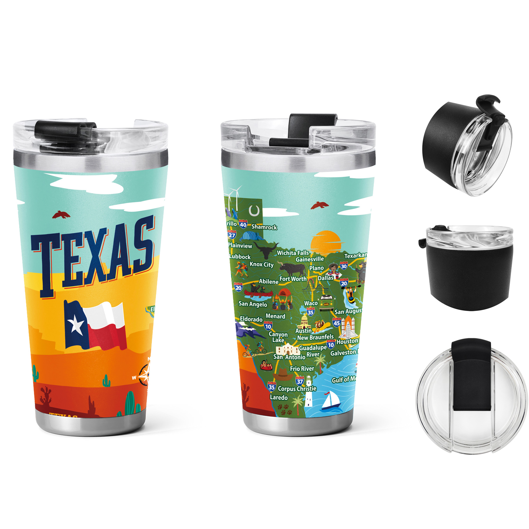 STAINLESS CUP TEXAS MAP 22OZ