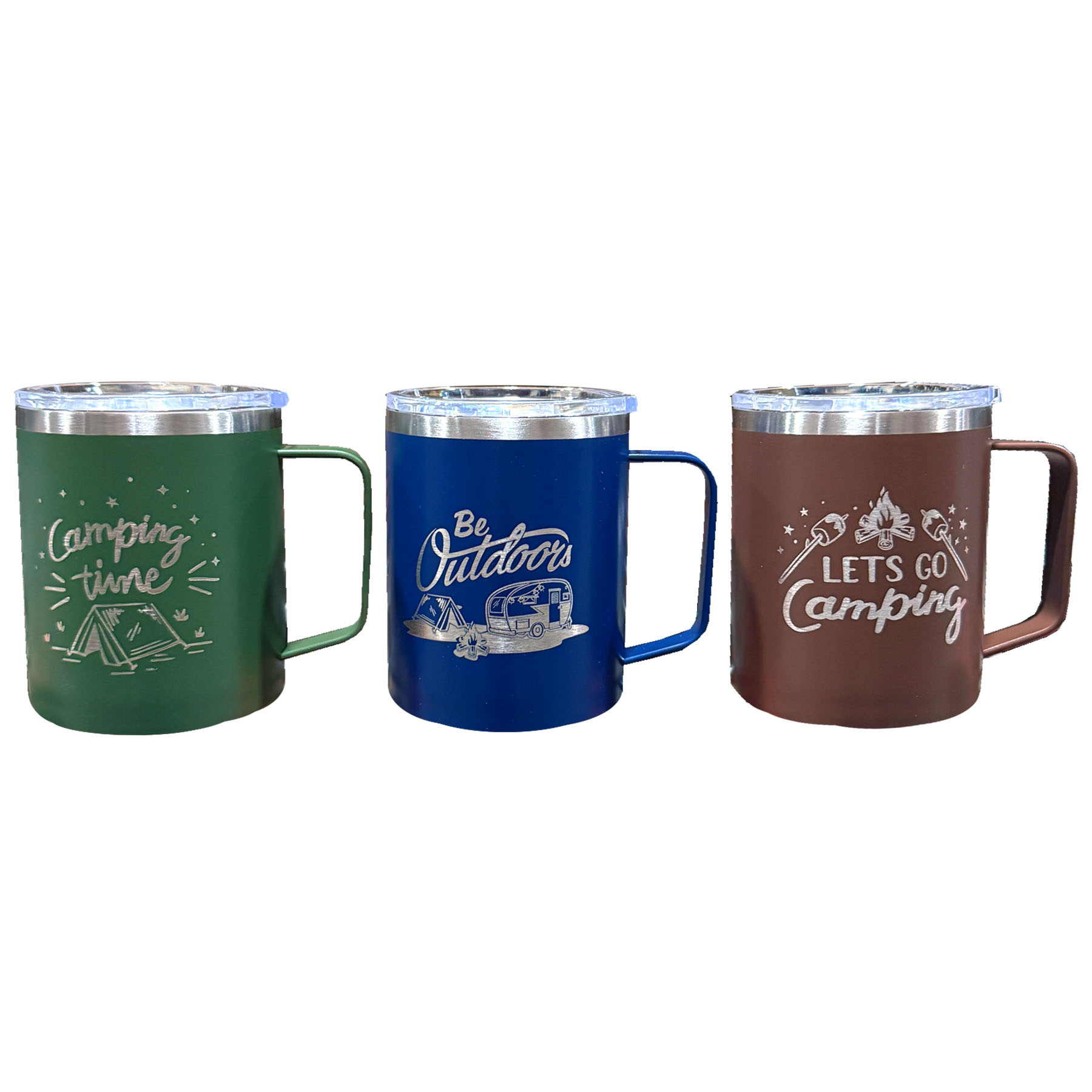 CAMPING VACUUM MUG W/LID ASST