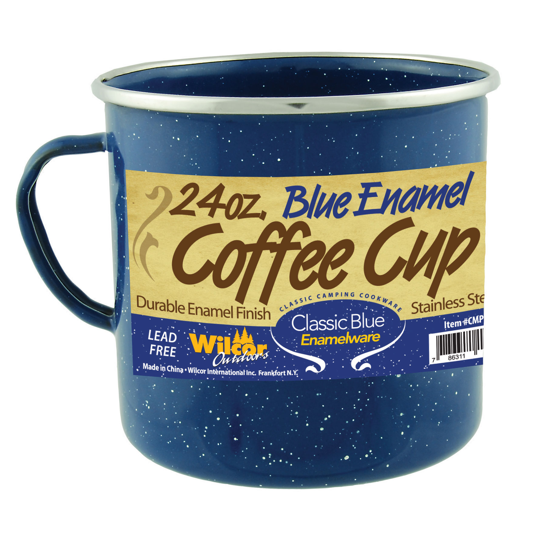 COFFEE CUP BLUE ENAMEL 24oz