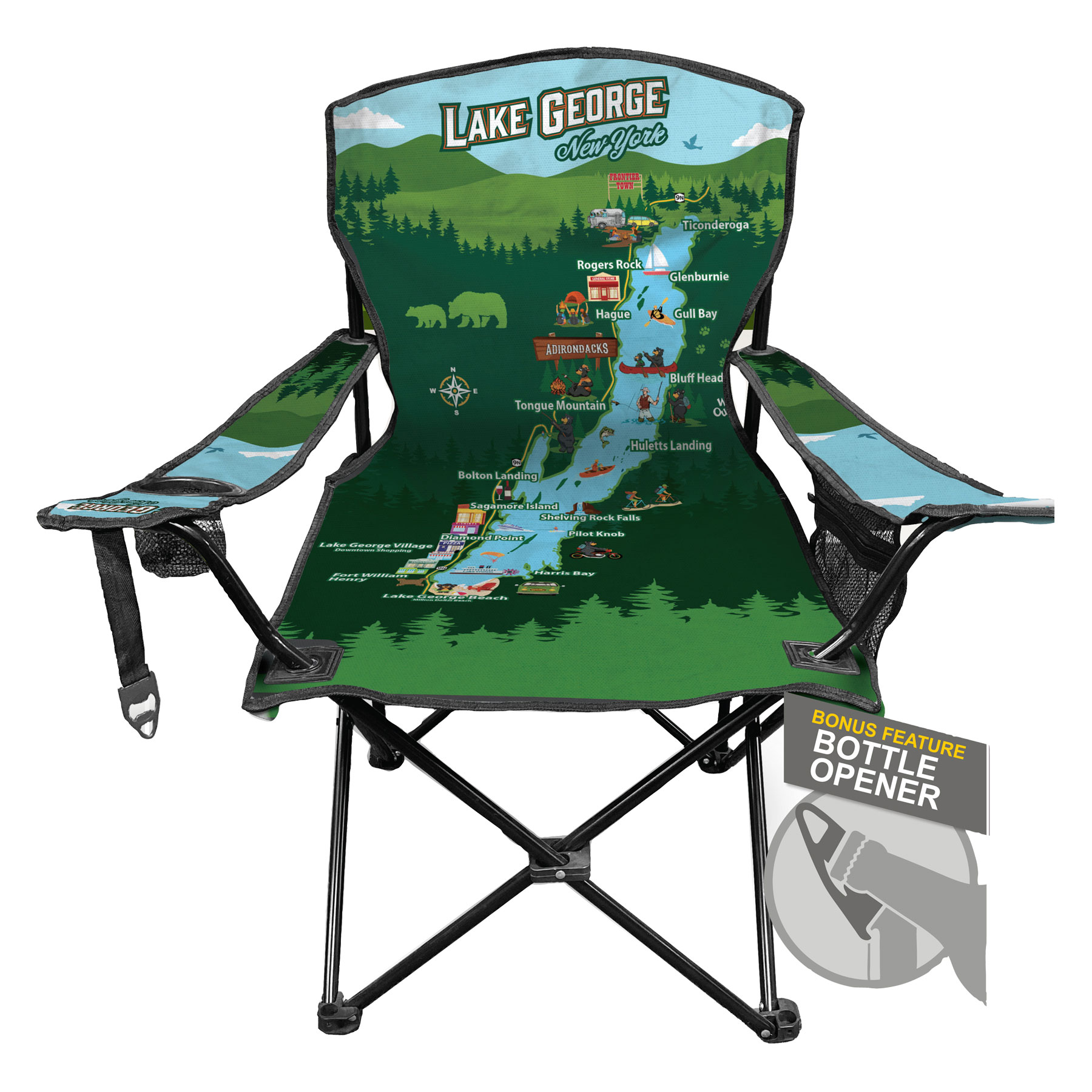 LAKE GEORGE MAP ADULT ARM CHAIR