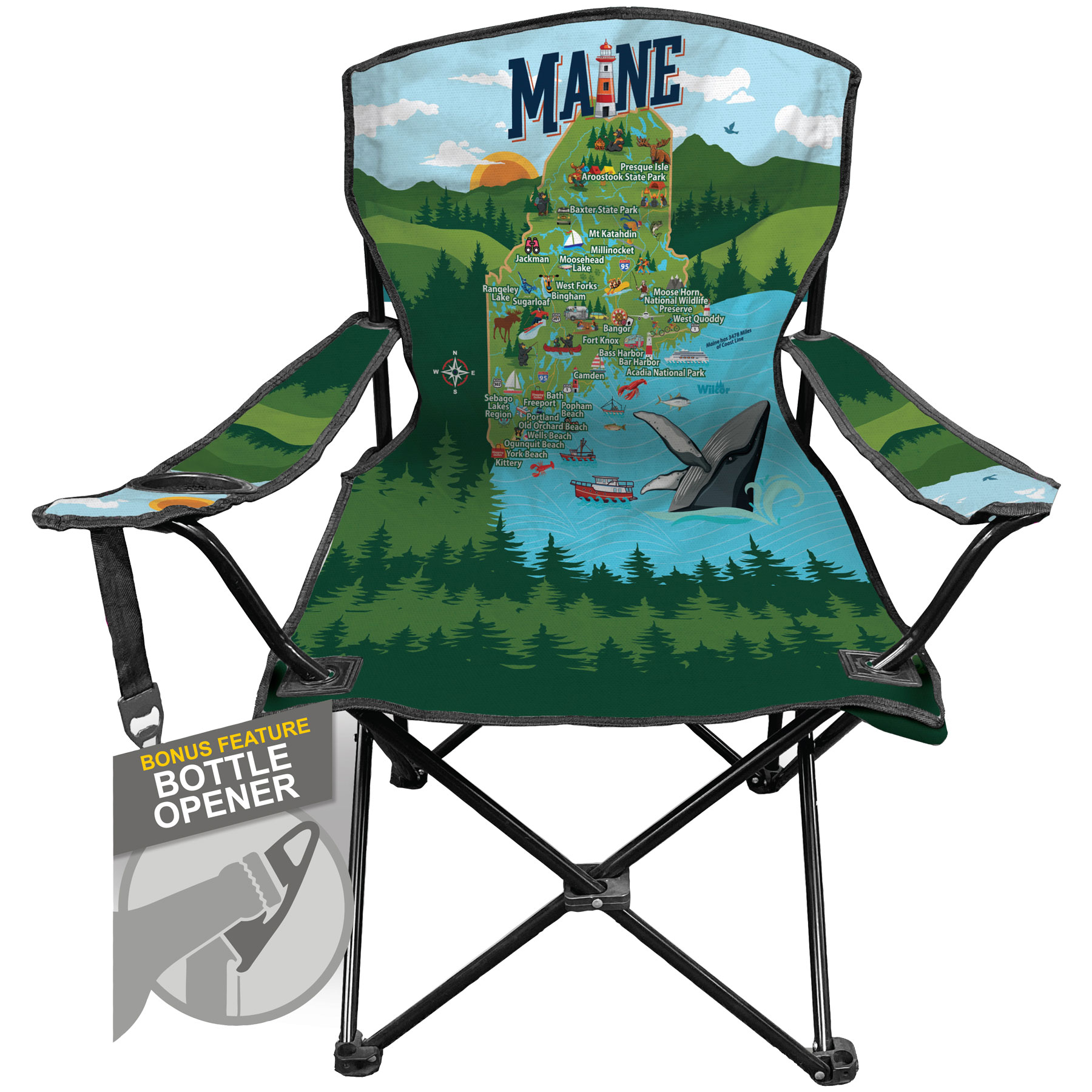 CAMP CHAIR ADULT MAINE MAP