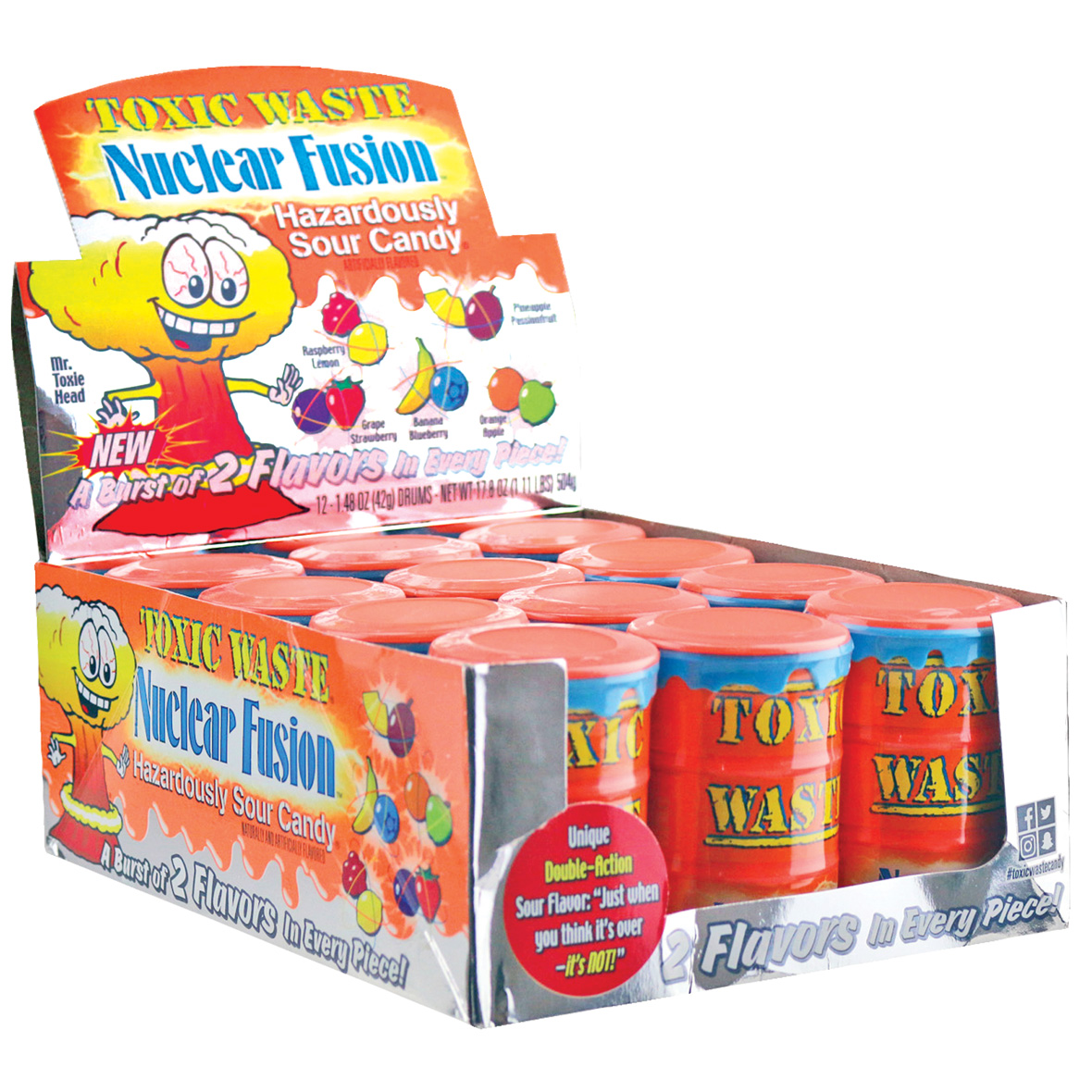 Toxic Waste Sour Candy Drums: 12-Piece Display