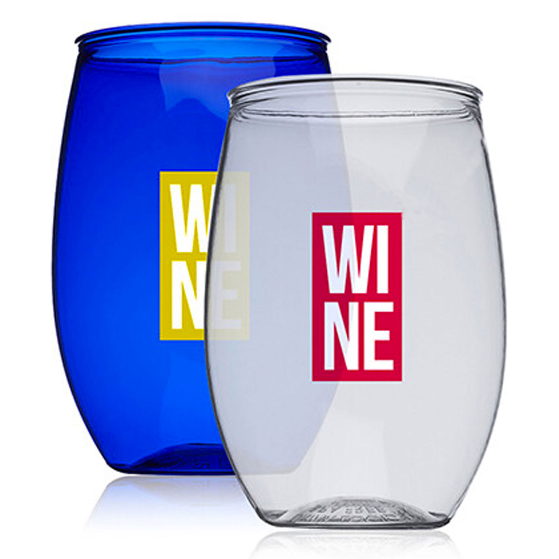 CUSTOM 16oz PLASTIC STEMLESS WINE GLASS