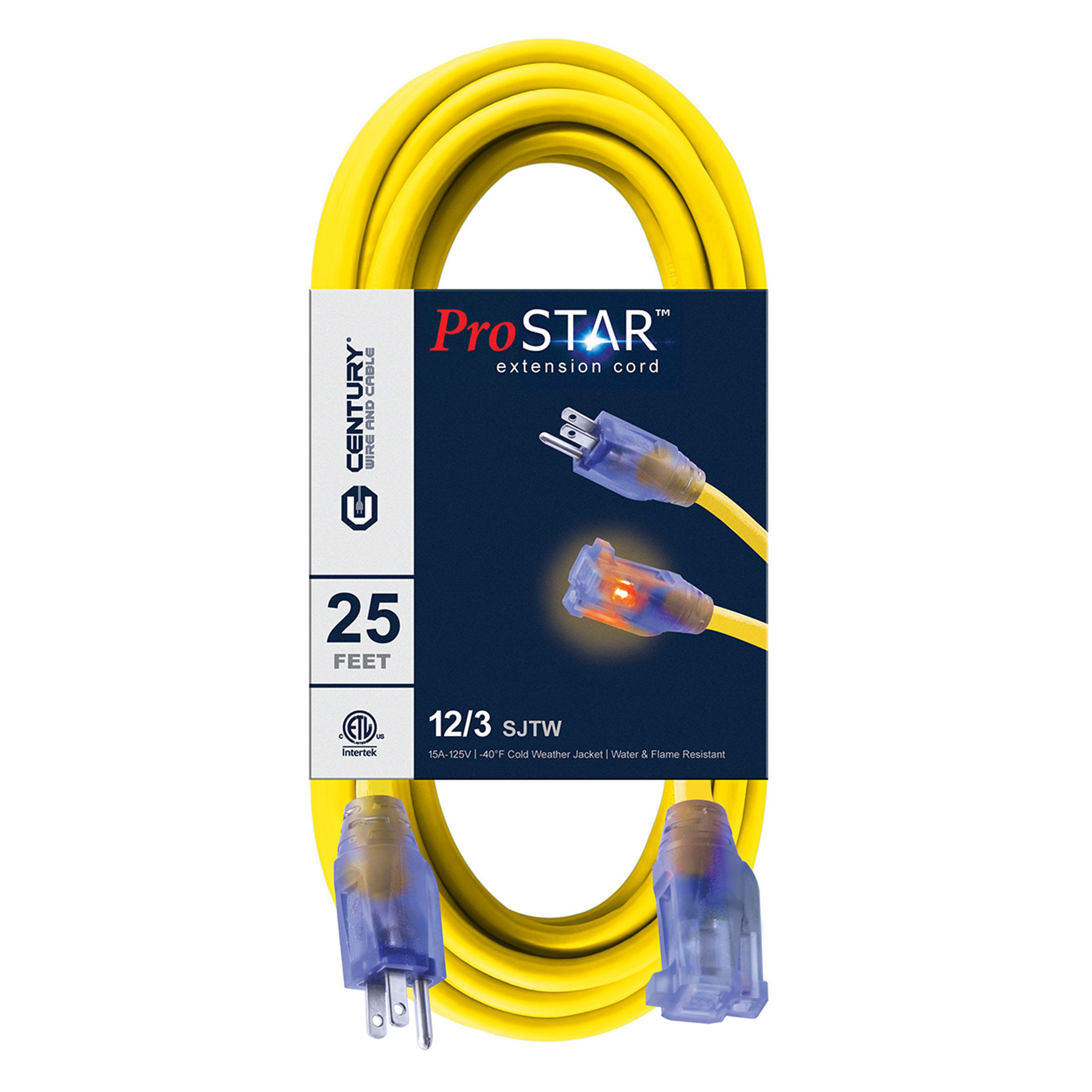 EXT CORD 12/3 25' YELLOW LIGHTED ENDS