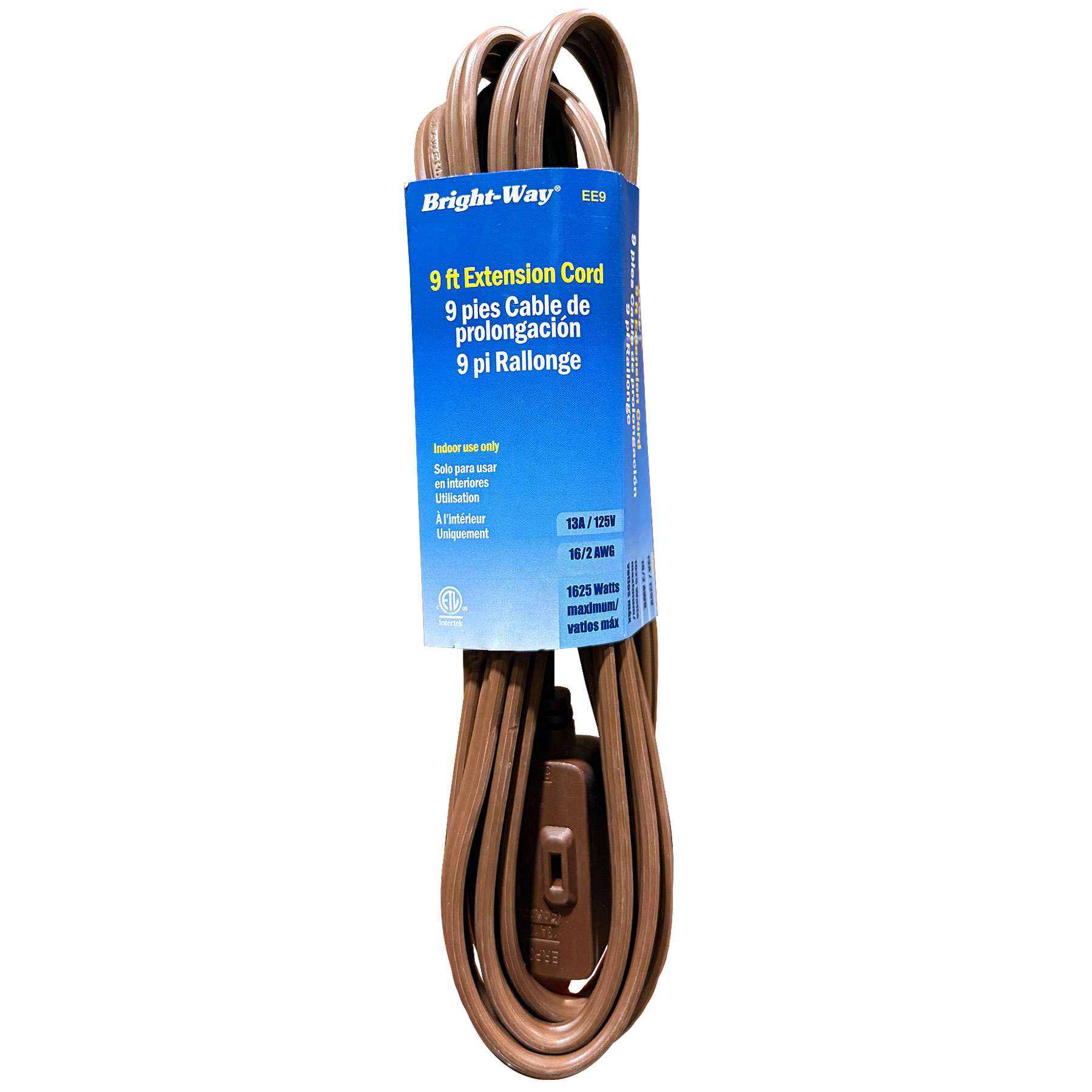 EXT CORD 9' BROWN 16/2