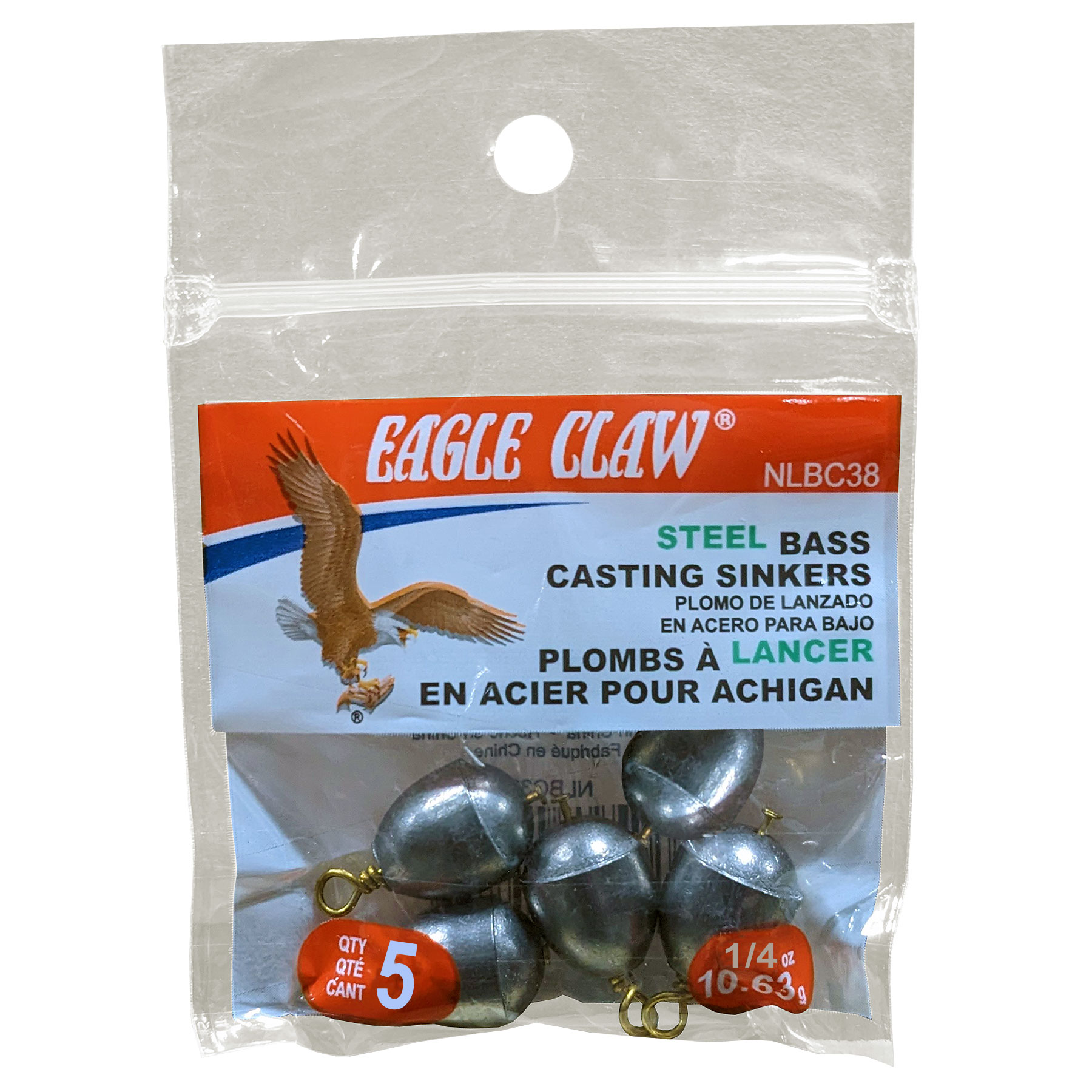 SINKERS/BASS CAST 5PC BG 1/4 OZ.