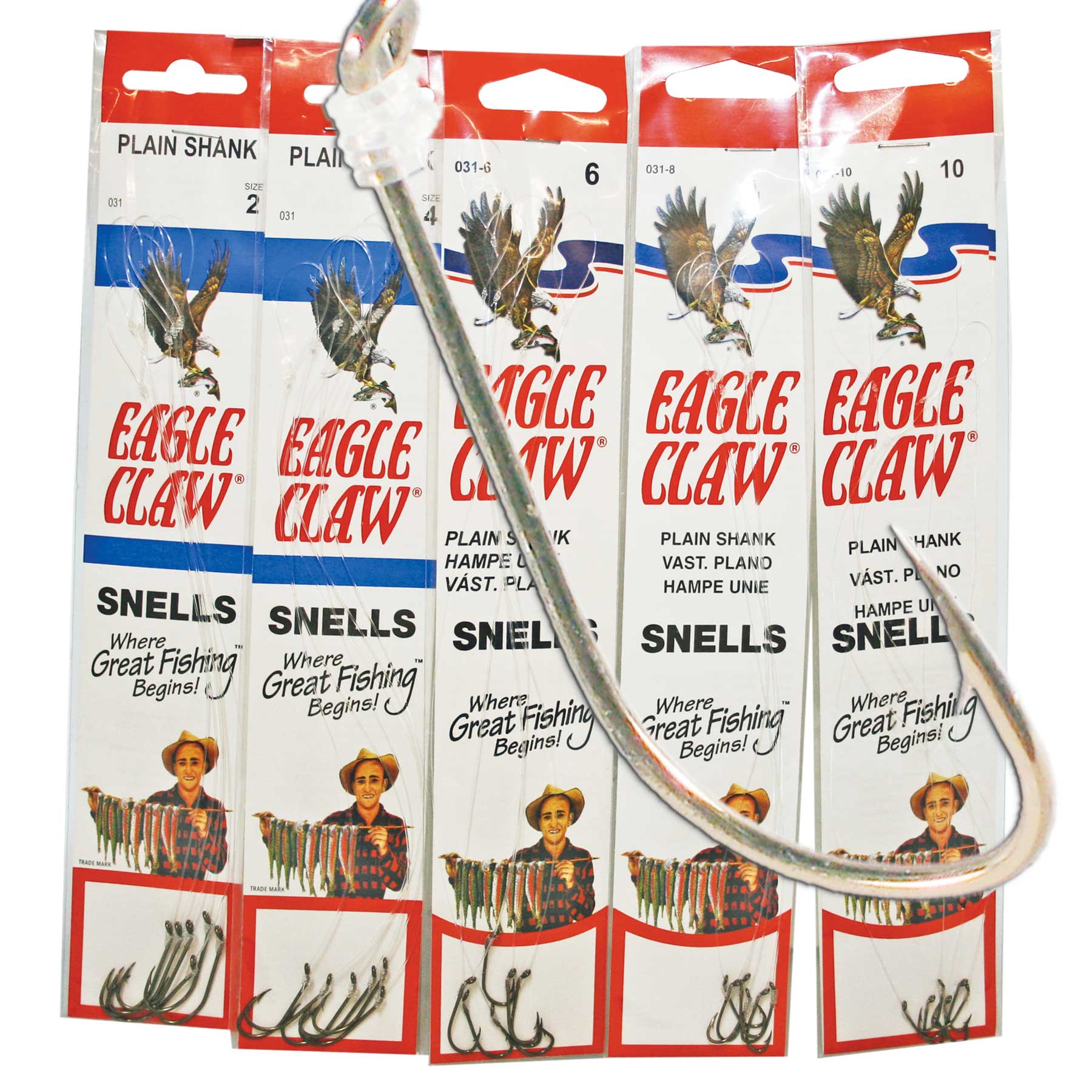 Eagle Claw Baitholder Hooks Snelled - Red - Size 6