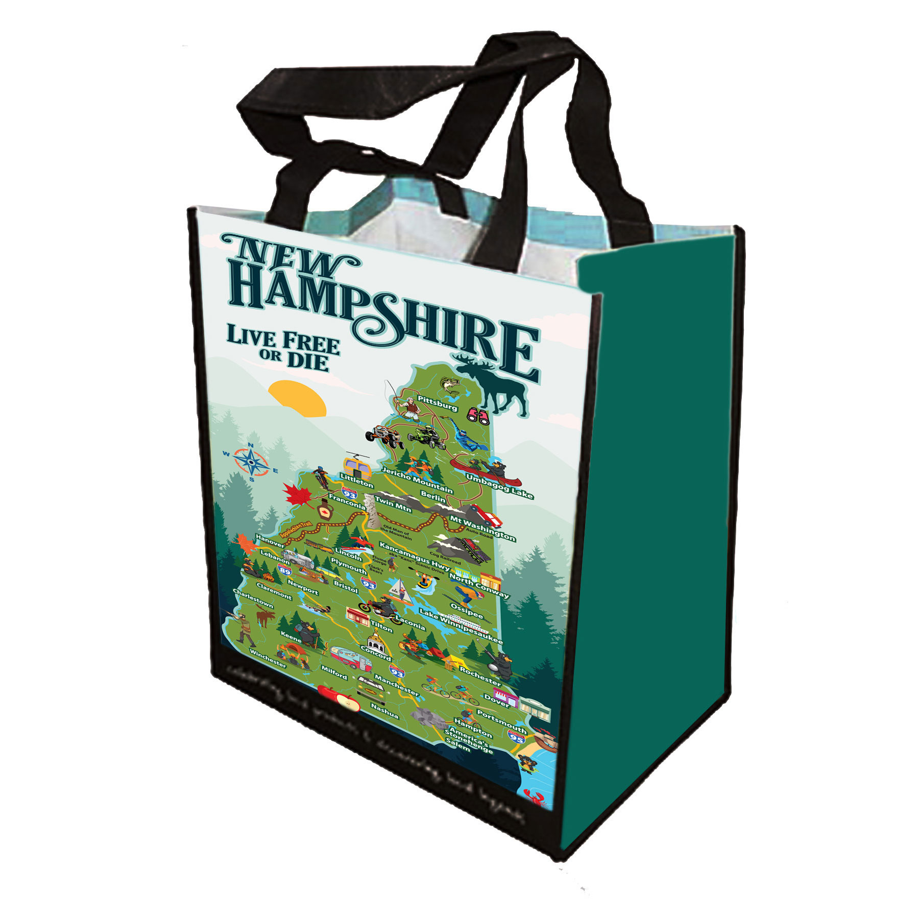 NEW HAMPSHIRE MAP SHOPPING BAG
