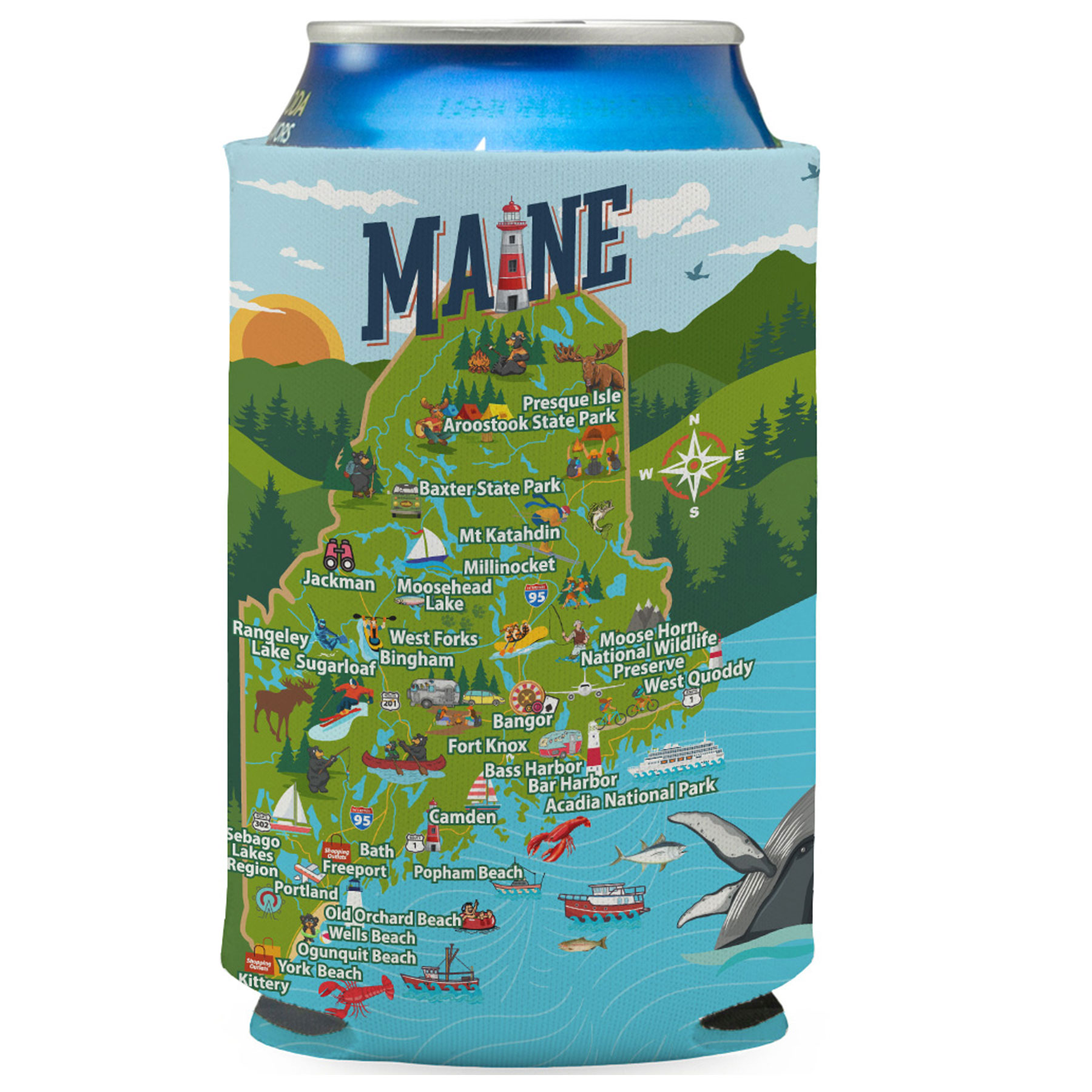 MAINE MAP CAN COOLER