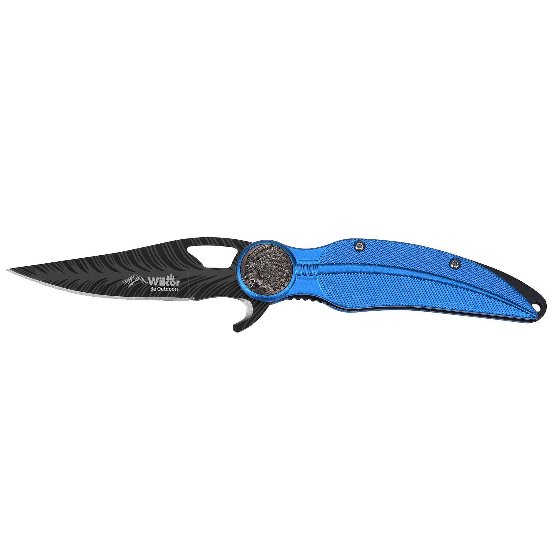 KNIFE FEATHER OPEN ASSIST BLUE 4.5