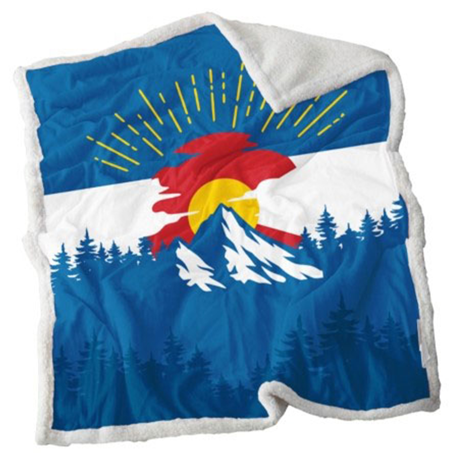 COLORADO FLAG SHERPA BLANKET 50X60