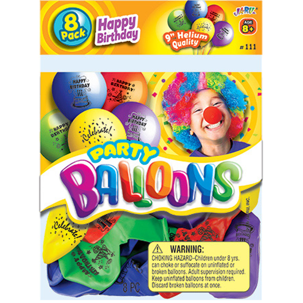pkg0530 happy birthday balloons 8 ct
