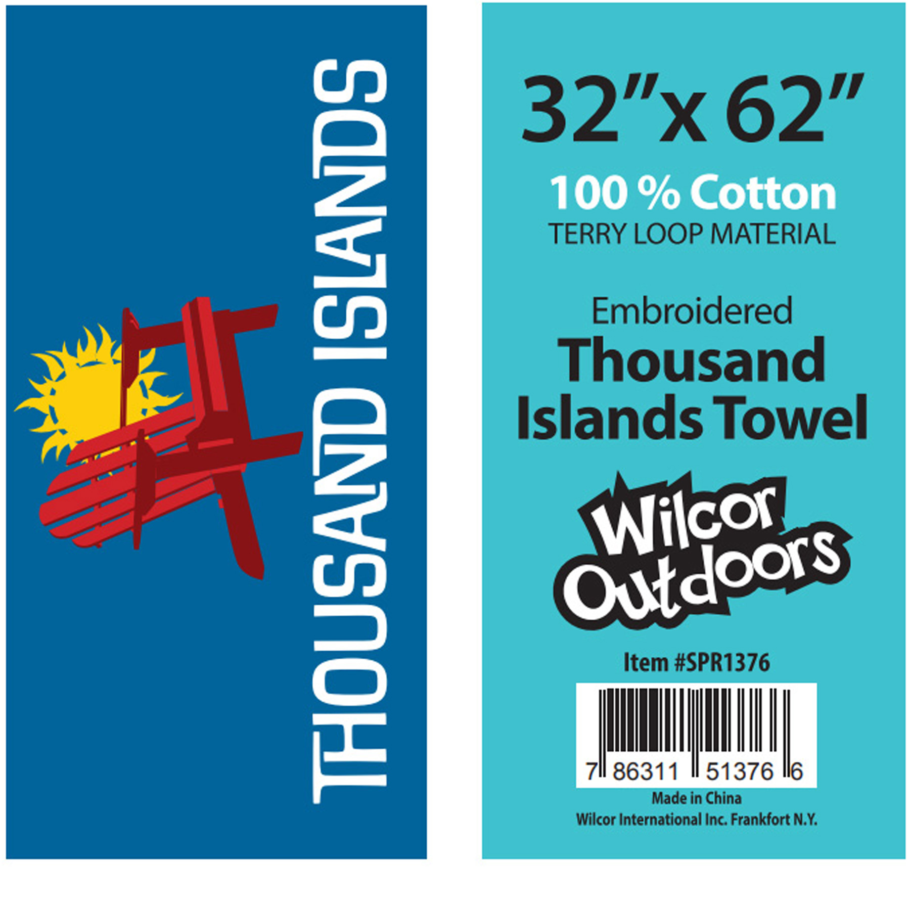 THOUSAND ISLAND ADK CHAIR TOWEL 32X62